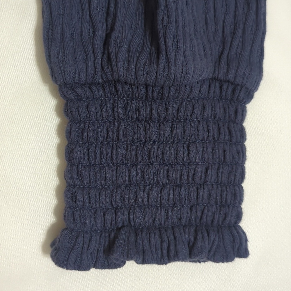 Loft Ribbed Ruffle Sleeve Blouse, Color Blue Size M - Picture 7 of 13